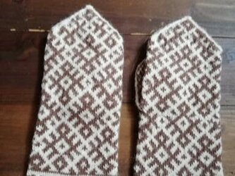 ラトビアミトン 格子柄ブラウンの画像