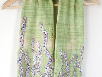 SALE!!ニットと刺繍マフラー：緑の画像
