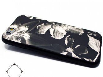 iphone6ケース/iphone6sケース（4.7寸用）軽量レザーケースiphone6カバー（花柄×ブラック）ブラックフラワーの画像