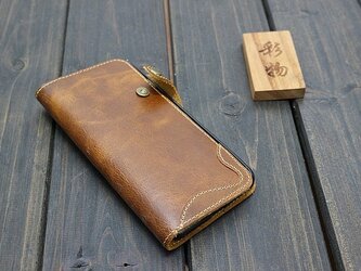 【受注製作】かっこ綺麗な牛革iphone7/plus、iphone8/plusケース　手帳型　茶色 KT811の画像