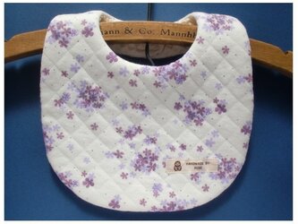 PURE*スタイ*キルトニット ゆらら ラベンダー 優しい花柄 よだれかけ ※送料案内にご注意くださいの画像