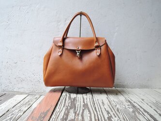 【ORZO】神戸 ヌメ革 ボストンBAG (M) キャメルの画像