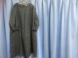 【順子様ｵｰﾀﾞｰ品】クラシカルワンピ★リネン100％★ブルーグレーの画像