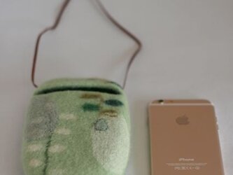 受注制作・iPhoneポシェット 春のcocoon-Ⅱ（浅緑）Lサイズの画像