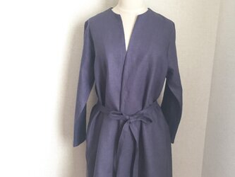 【ご予約商品】カラーリネンシンプルコート(ネイビーパープル)の画像