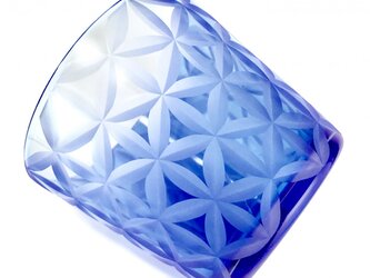 「魔法のグラス」東京切子（花切子）ロックグラス　フラワー・オブ・ライフ 　青の画像