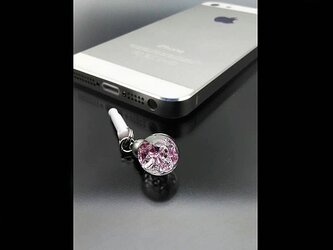 Bijou glass Ball ストラップorイヤホンジャック　～桜カラー～の画像