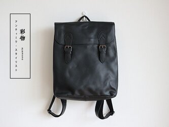 【受注製作】本革まるごとリュックサック　バッグ　かばん　広々収納　黒RT6180の画像