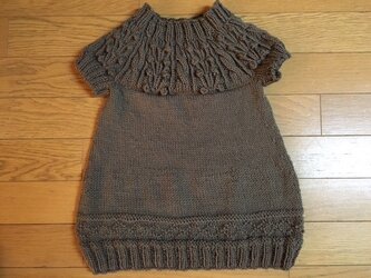 １歳から２歳♪手編み☆ブラウン丸ヨークチュニックの画像