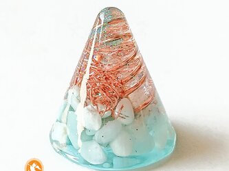 アセンションスピリチュアルコミュニケーションチャクラ ミニ円すい ラリマー オルゴナイトの画像