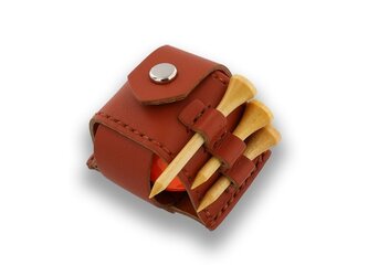 【 本革製ゴルフボールポーチ・ホック式シングル 】(TSレザー)の画像
