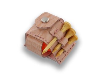 【 本革製ゴルフボールポーチ・ホック式シングル 】(ECレザー)の画像