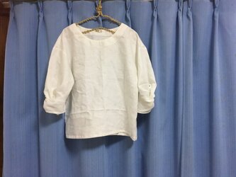 ツイストスリーブブラウス★オフホワイト★リネン100の画像