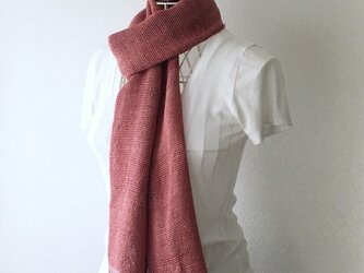 【シルク：オールシーズン】ユニセックス：手織りストール "Pink & Gray"の画像