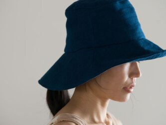 Organiccotton　日よけ帽子（藍染ガーゼ）の画像