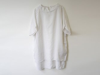 [ボタニカルダイ]桑の葉染めアイボリー 麻の二枚重ねワンピース 8712-04005-91の画像