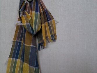 手織りミニマフラー　～草木染・綿～の画像