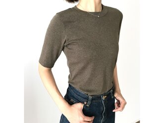 日本製オーガニックコットン 形にこだわった大人の4分袖無地Tシャツ アッシュブラウン【サイズ展開有】の画像
