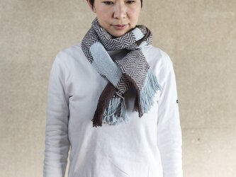 手織りオーガニックコットンストール（チョコミント）の画像