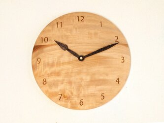 木製 掛け時計 丸 栃（トチ）材10の画像