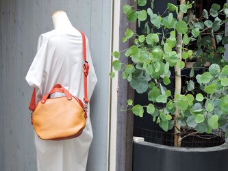 神戸ORZO 2wayミニボストンショルダーBAG ベージュ×レッドの画像