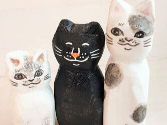 木彫り猫　黒の画像