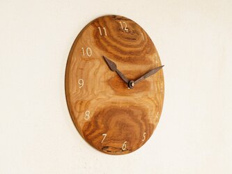 木製 掛け時計 丸 栗材5の画像
