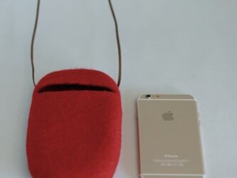 iPhoneポシェット cocoon（赤）Lサイズ※ポケット付の画像