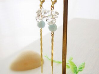 *夏ピアス/イヤリング*水晶のさざれ×アクアマリンの画像