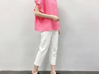 en-enフランスリネン・フリル袖・コーラルピンク(特集掲載の商品)の画像