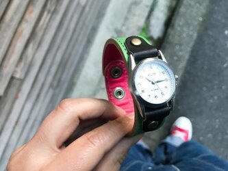 【送料無料】毎日つけていたくなる時計「ステッチラン 腕時計」受注生産（SRW-GRK-HA）Ⅱの画像