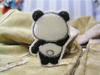 立って手を振るパンダくん★もこもこもこワッペン★前の画像