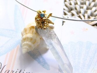 オーラクォーツ　クリスタルポイント　スターフィッシュネックレスの画像