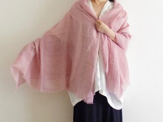 コチニール染め　薄手リネンのストール ＜薄桃＞