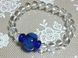 あお玉ブレスレット(とんぼ玉＆水晶)の画像