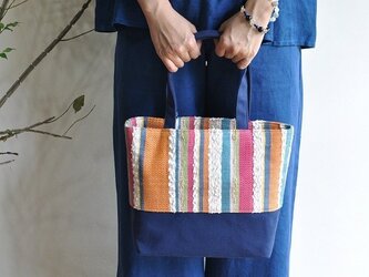 織地×帆布 トートバッグ（小さいサイズ）ーKARAHURU絹ーの画像