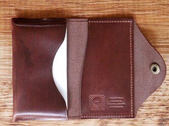 姫路レザー 名刺入れ 軽やかな姫路のホースレザーをしっかりと縫製しました　チョコ　名入れできますの画像