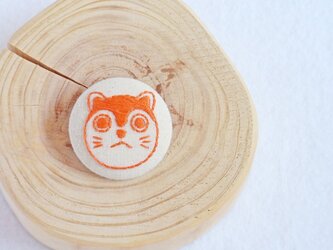 刺繍ブローチ　狛犬【オレンジ】の画像