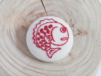 刺繍ブローチ　めで鯛【赤】の画像