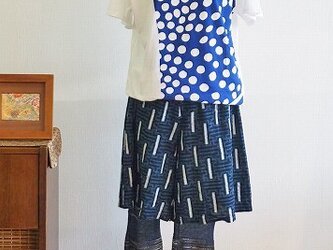 sale☆着物リメイクーkimono☆幾何学文様木綿絣のショートパンツ01の画像