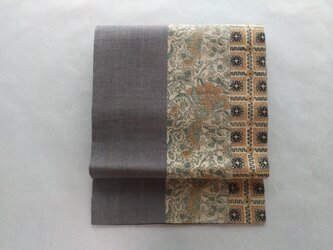 ★こちらの帯は再出品できません、名古屋帯＊和更紗(牡丹唐草&格子文）の画像