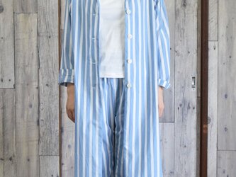 ladies shirt coat bansyuori コットン　ストライプ　シャツコートの画像