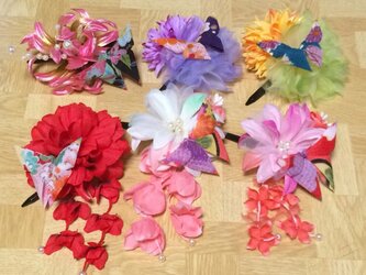 イベント用★ちりめん蝶々の花かざりの画像