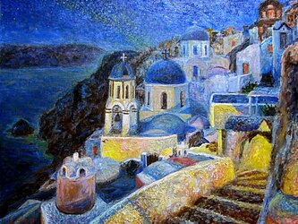 エーゲ海の美しい夜の画像