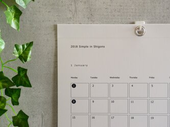 2018 Simple in Shigons A3 縦型/Calendarの画像