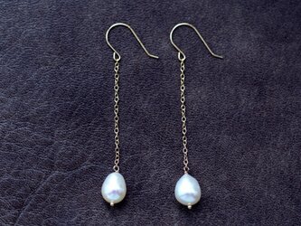K10ドロップ真珠のロングピアス　～Emilianaの画像