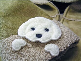 ★手の付いた★もこもこプードル★ワッペン-白の画像
