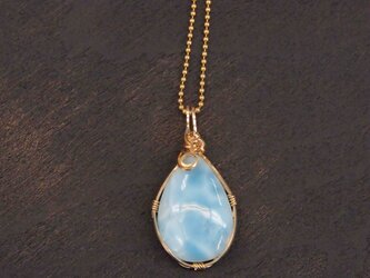 525-ラリマーの14KGFスクエアワイヤーペンダント