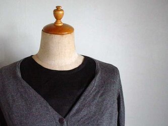 黒リネン生地シャツ型襟無し付け襟の画像