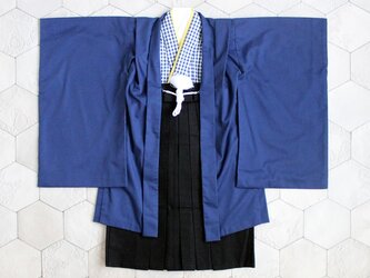 ◆羽織袴セット/紺チェック/5歳の画像